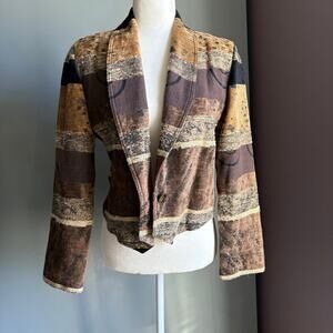 Vintage 90's EXPOSE Women's Medium Brown Striped Chenille Jacket SW Western